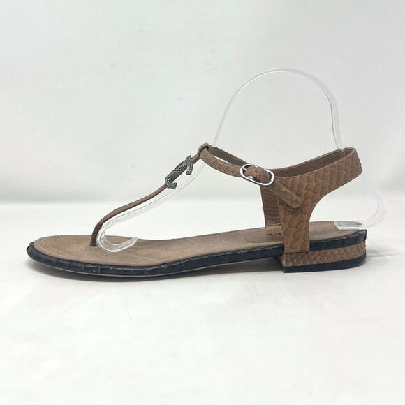 Chanel Python Leather CC Logo T-Strap Sandals Tan/Black EU39.5 - Picture 2 of 8